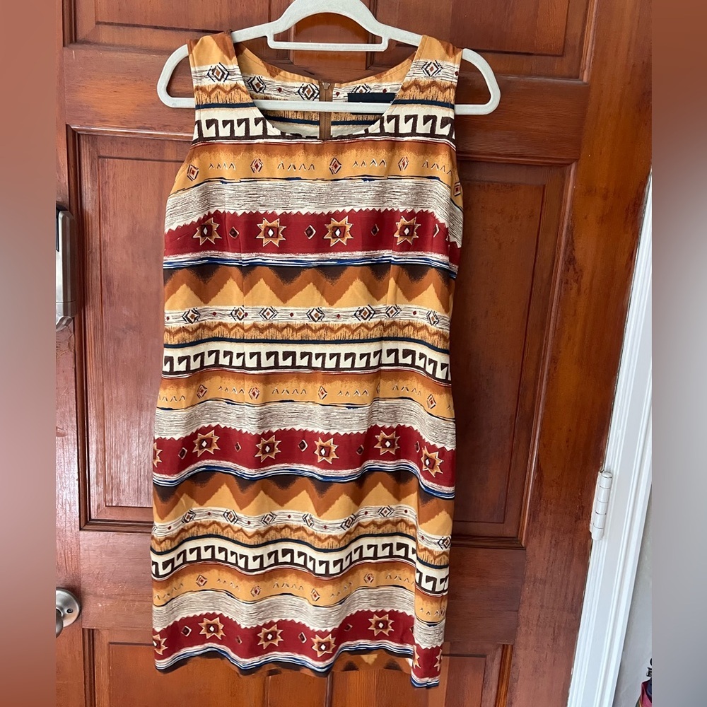 Southwestern Print Mini Dress Vintage Aztec Tribal Desert Boho Dress M/L